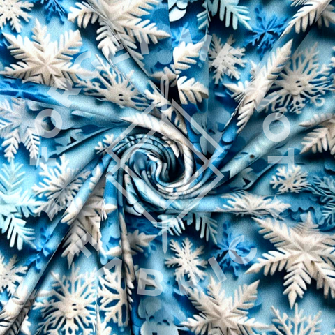 Blue & White Snowflakes, Heavyweight DBP Fabric