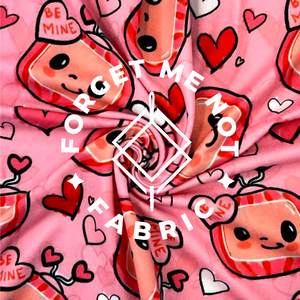 Cutie Pink & Red Be Mine, Mediumweight DBP Fabric