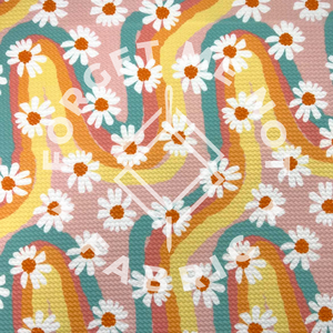 Brittany Frost Rainbow Daisies, Bullet Knit Fabric