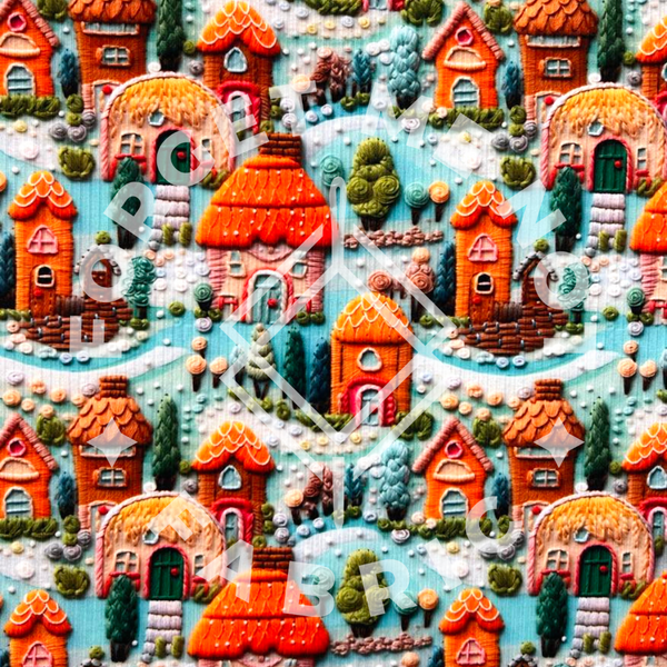 Christmas Gingerbread Embroidery, Super Soft Rib Knit Fabric