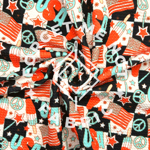 USA Bomb Pop Checkerboard, Bullet Knit Fabric
