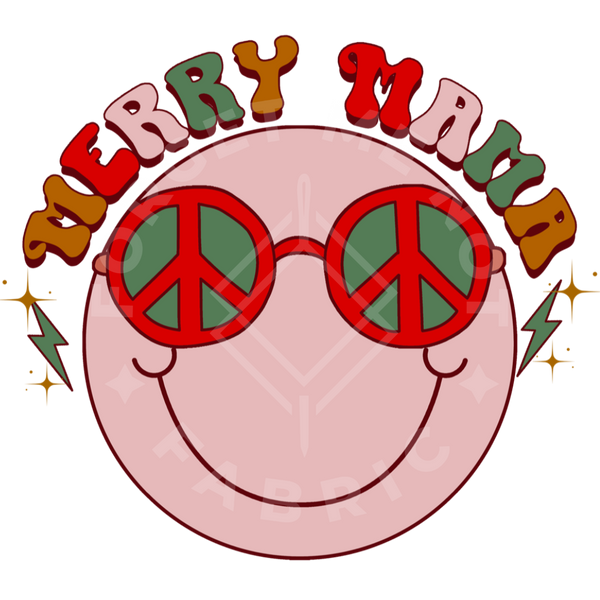 Merry Mama Smiley, Christmas Sublimation Heat Transfer