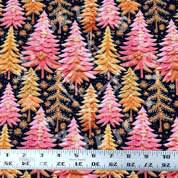 Pearl Escent Trees, Lightweight 4x2 Rib Knit Fabric