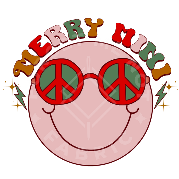 Merry Mini Smiley, Christmas Thin Matte Clear Film Screenprints #162