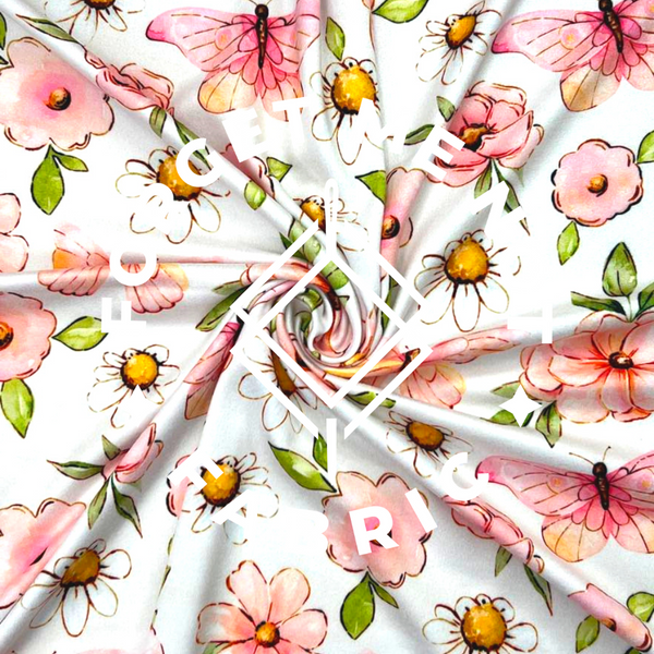 Penelope Pink Floral Cream, DBP Butter Fabric