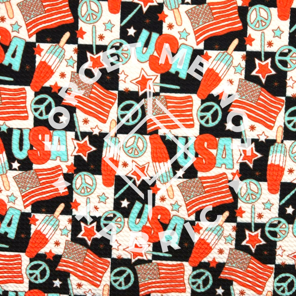 USA Bomb Pop Checkerboard, Bullet Knit Fabric