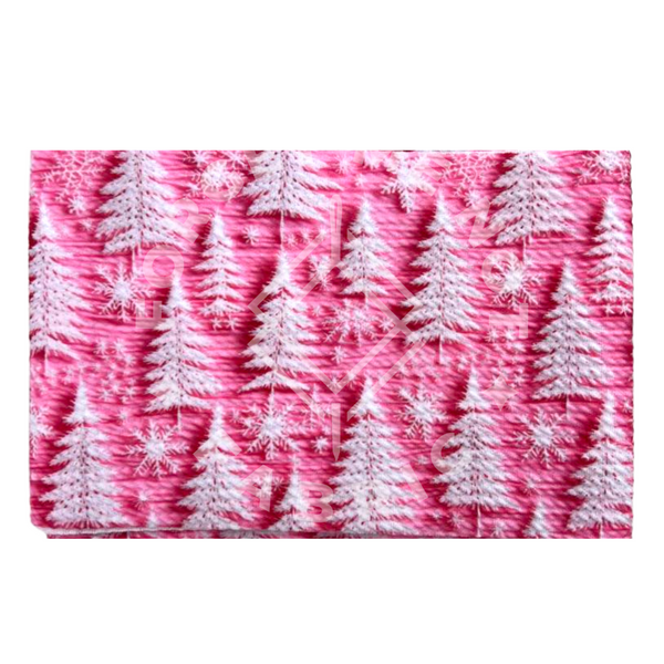 Ready To Bow Strip 5"x 60" Pink Christmas Trees Embroidery