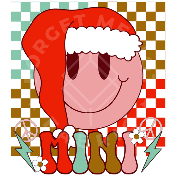 Mini Checkerboard Santa Smiley, Christmas Sublimation Heat Transfer