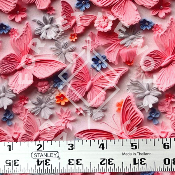 3D Pink Butterflies, Mediumweight DBP Fabric