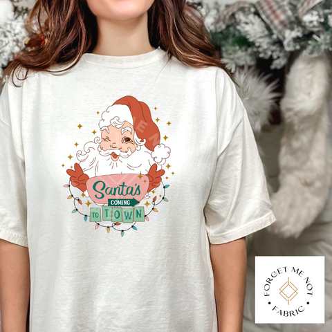 Santa's Coming to Town, Christmas Sublimation Heat Transfer #133
