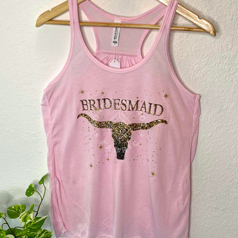 Bridesmaid, Pink Tank Top (Size Medium), Graphic Shirts