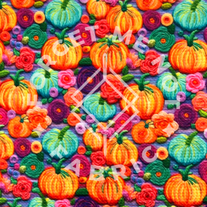 Bright Rainbow Pumpkin Embroidery, Bullet Fabric