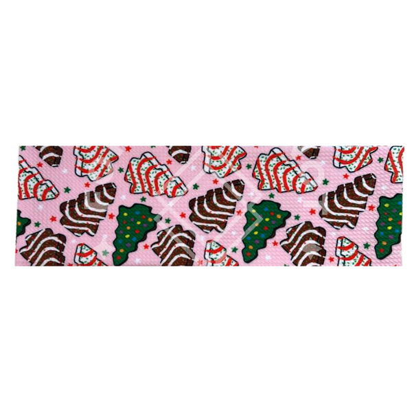 Ready To Bow Strip 5"x 60"  Christmas Cakes Pink