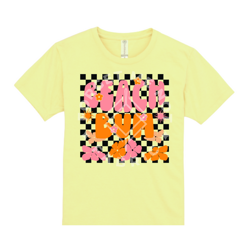 Beach Bum Checkers, Yellow T-Shirt(Size Small Youth), Graphic Shirts