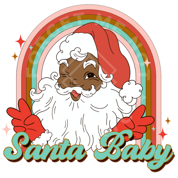 Santa Baby Rainbow Peace Sign, Christmas Sublimation Heat Transfer