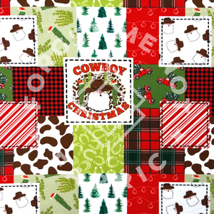 Cowboy Christmas Patchwork, 180 DBP GSM Fabric