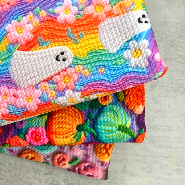 Groovy Rainbow Ghost Embroidery, Bullet Fabric