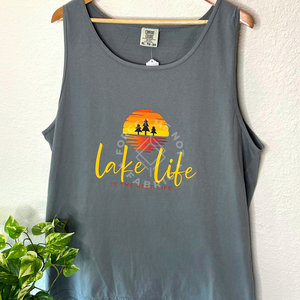 Lake Life, Grey Tank Top (Size XLarge), Graphic Shirts