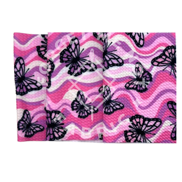Ready To Bow Strip 5"x 60" Purple Wave Butterflies