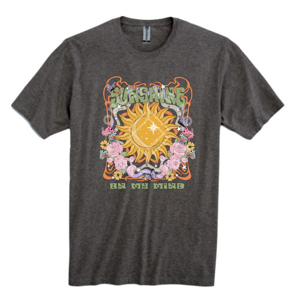 Sunshine on My Mind, Charcoal Heather T-Shirt (Size Small), Graphic Shirts