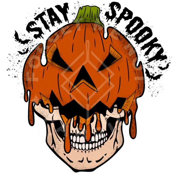 Stay Spooky Pumpkin Skull, Fall Sublimation Heat Transfer