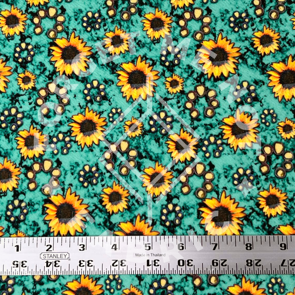 Turquoise Sunflower Squash Blossom, Liverpool Fabric