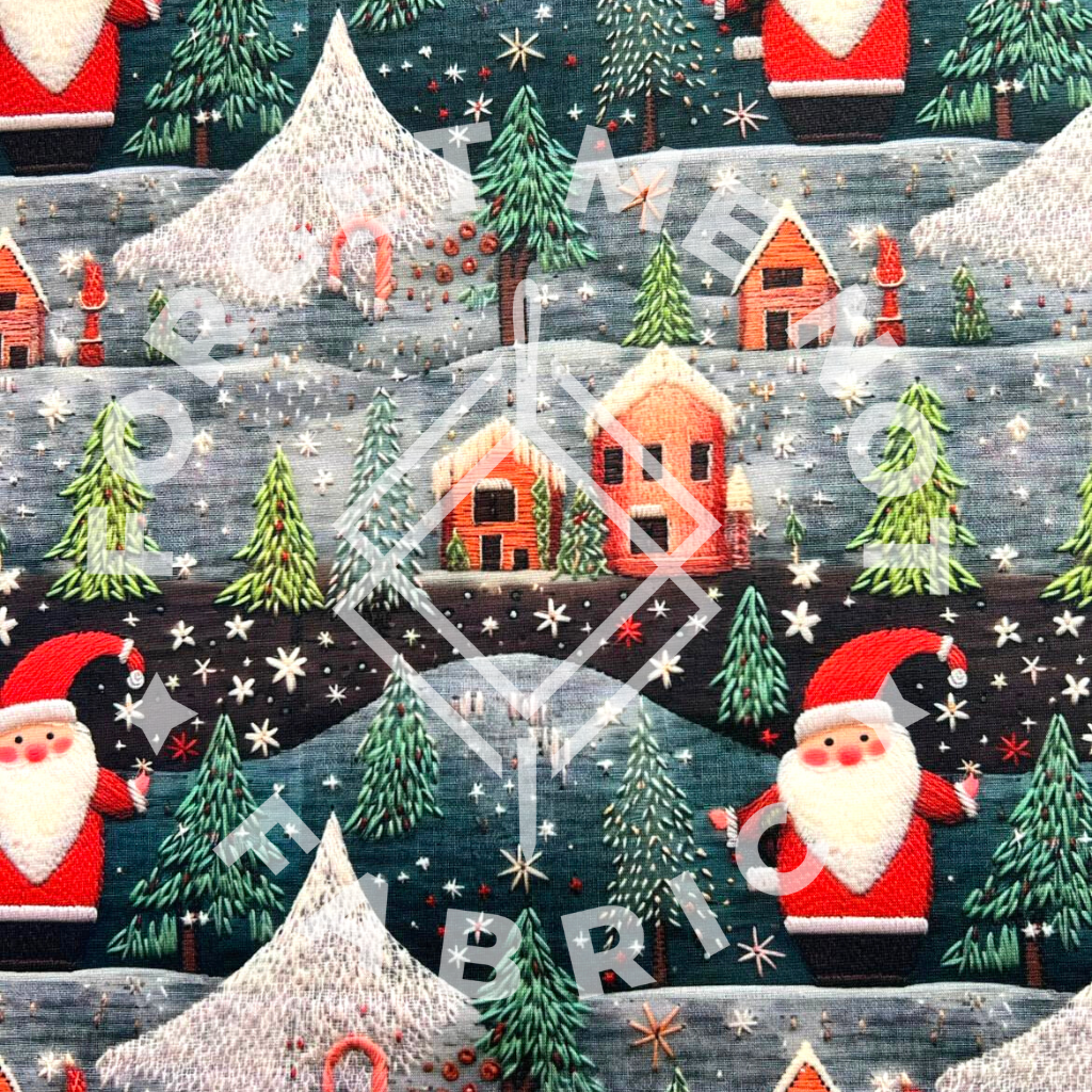 Santa Embroidery, 180 DBP GSM Fabric