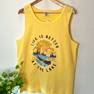 Life is Better at the Lake, Yellow Tank Top (Size Medium), Graphic Shirts