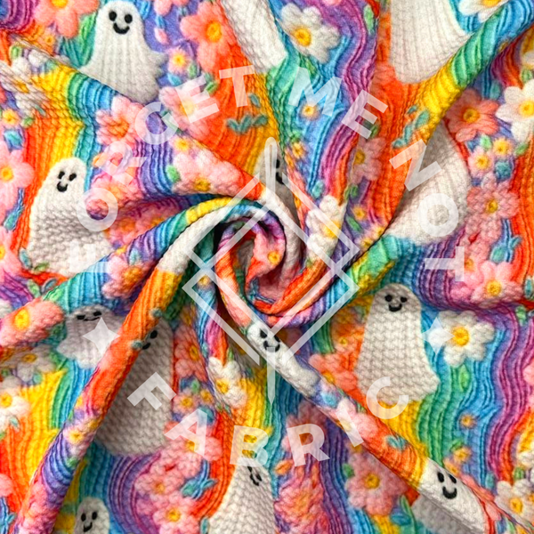 Groovy Rainbow Ghost Embroidery, Bullet Fabric