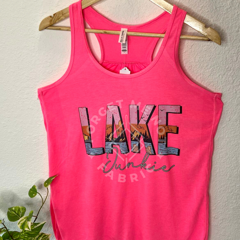 Lake Junkie, Pink Tank Top (Size Large), Graphic Shirts