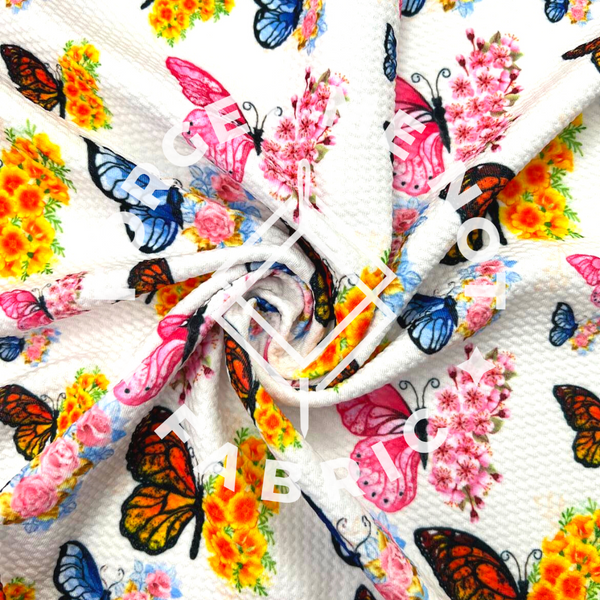 Floral Butterfly, Bullet Knit Fabric
