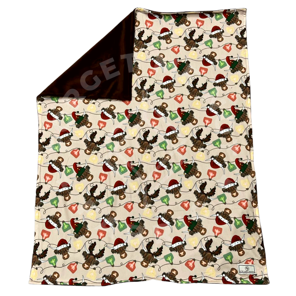 Christmas Moo Cow, Rib Knit Baby Blanket, Gift Collection