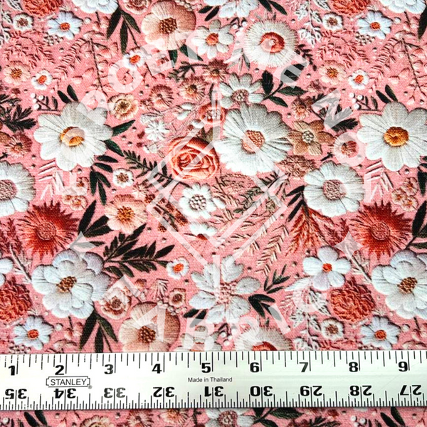 Pink Floral Embroidery, DBP Butter Fabric