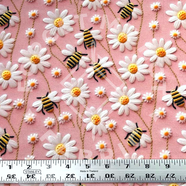 Spring Daisy Bees, Mediumweight DBP Fabric