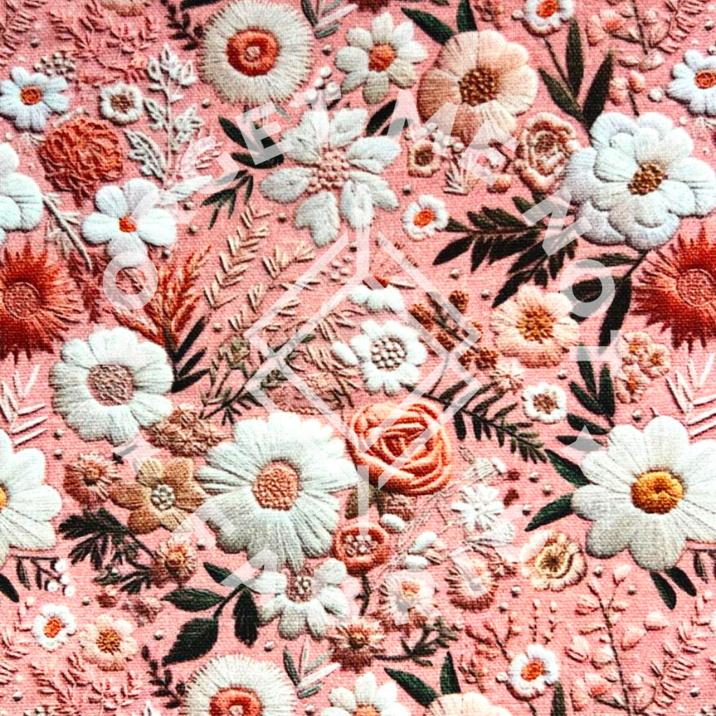 Pink Floral Embroidery, DBP Butter Fabric