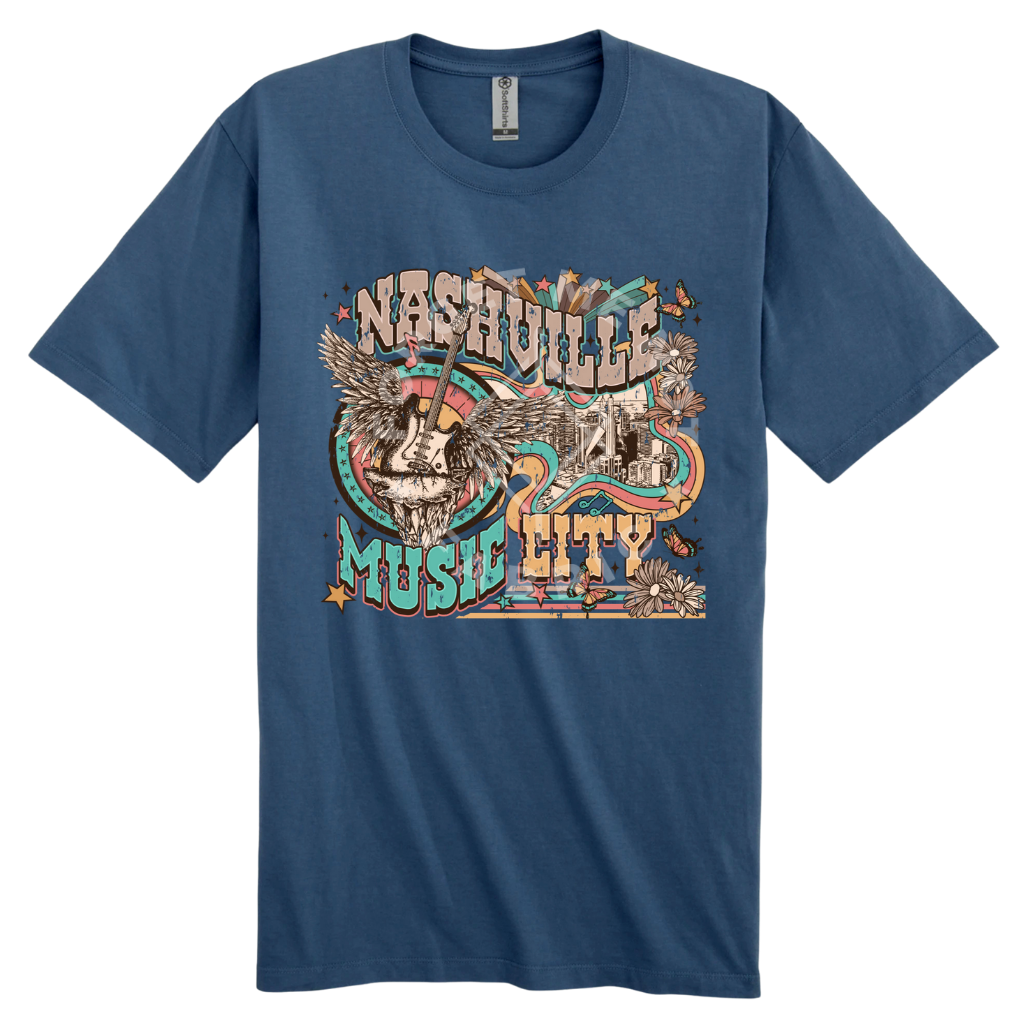 Nashville Music City, Navy T-Shirt (Size Medium), Graphic Shirts