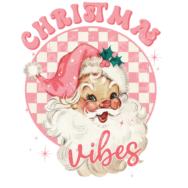 Christmas Vibes Checkered Background, Christmas Thin Matte Clear Film Screenprints