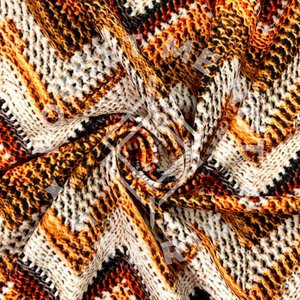 Earth Tones Boho Crochet Chevron, Mediumweight DBP Fabric