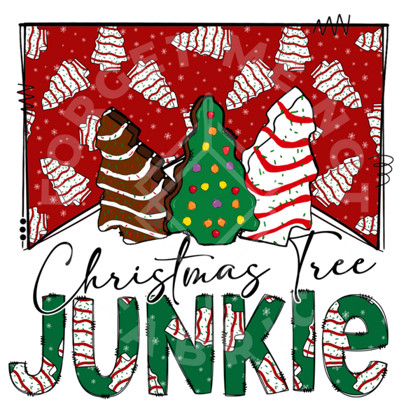 Christmas Tree Junkie, Christmas Thin Matte Clear Film Screenprints
