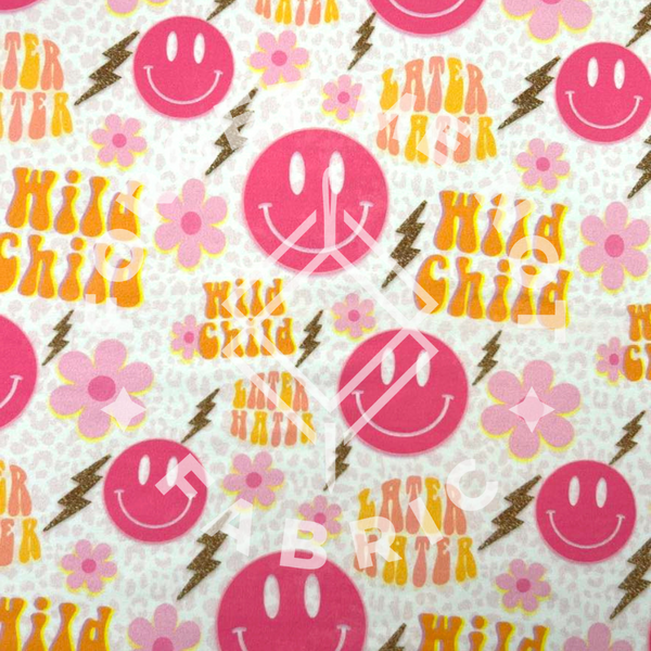 Pink Groovy Collage, DBP Super Soft Knit Fabric