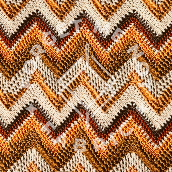 Earth Tones Boho Crochet Chevron, Mediumweight DBP Fabric