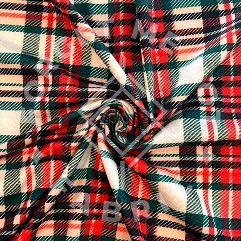 Christmas Plaid Poinsettia Coordinating, Lightweight DBP Fabric