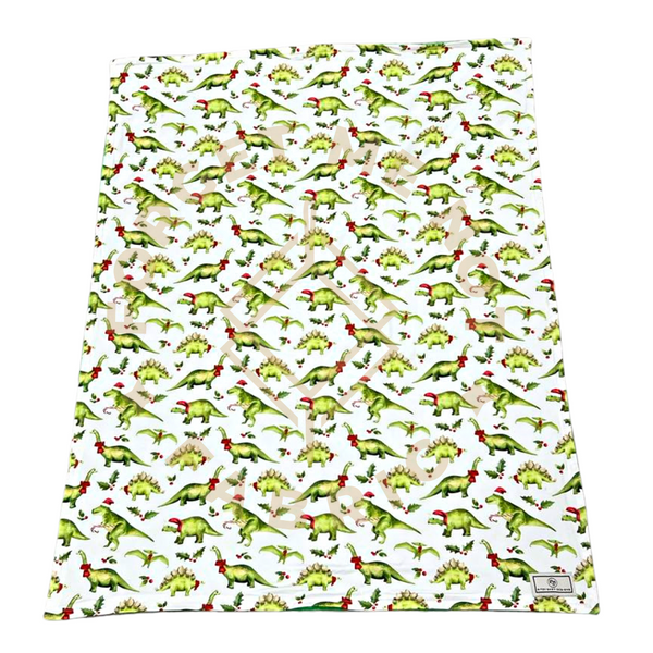 Christmas Dinosaurs, Plush DBP Baby Blanket, Gift Collection