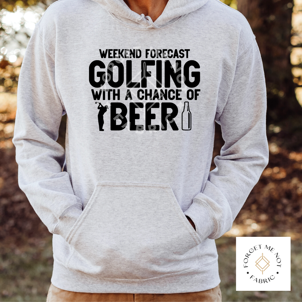 Weekend Forecast Golfing with a Chance of Beer, Thin Matte Clear Film Screen Prints #101