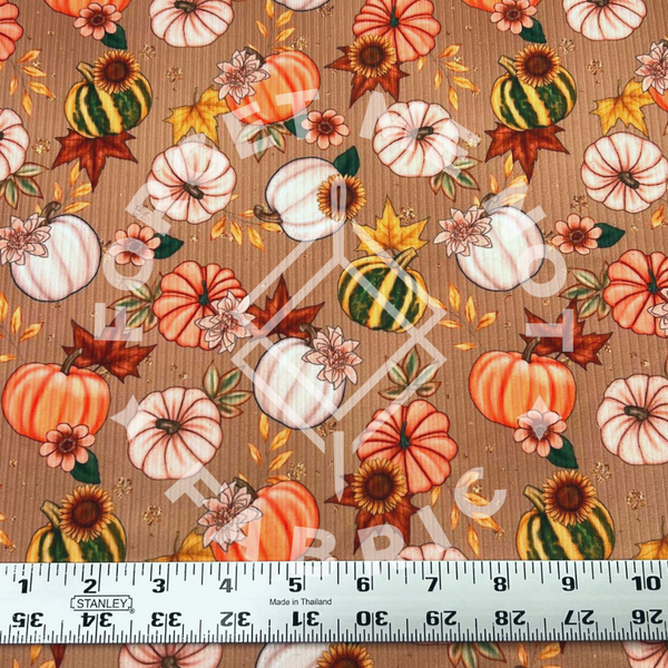 Autumn Pumpkins, Super Soft Rib Knit Fabric