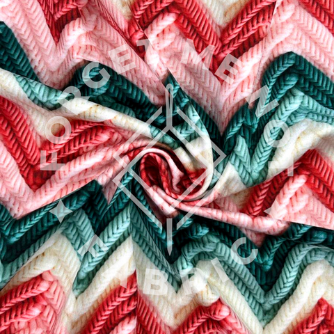Muted Zig Zag Christmas Knit Pattern, Mediumweight DBP Fabric