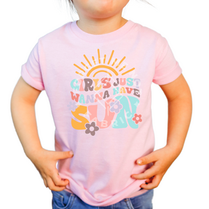 Girl's Want Sun, Pink Toddler Shirt(Size 4T), Graphic Shirts