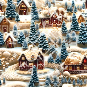 Cozy Christmas Village, Mediumweight DBP Fabric