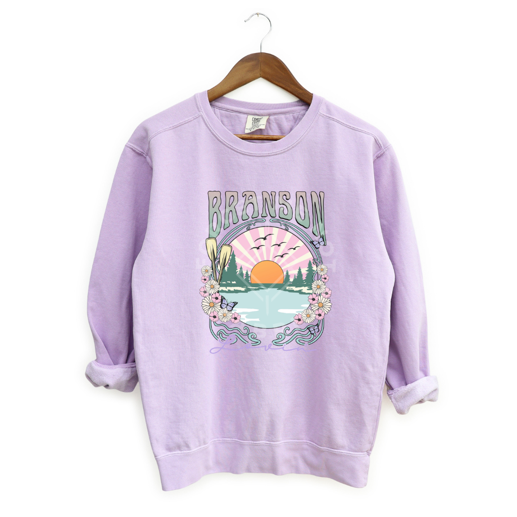 Branson Scenery, Purple Sweatshirt (Size Small), Graphic Shirts