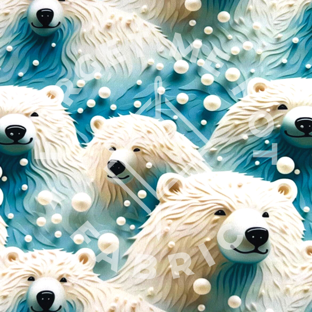Polar Bears in the Snow, Mediumweight DBP Fabric